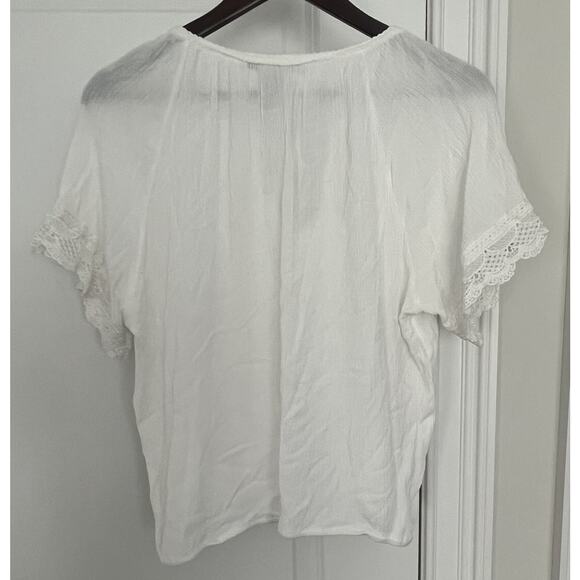 American Rag Lace Mix Peasant Top size L white - Picture 5 of 9